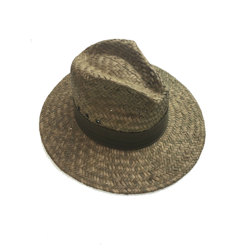 Load image into Gallery viewer, Natural BROAD WEAVE SEAGRASS SAFARI STRAW PANAMA HAT FEDORA Sun Summer Cap 2096-2