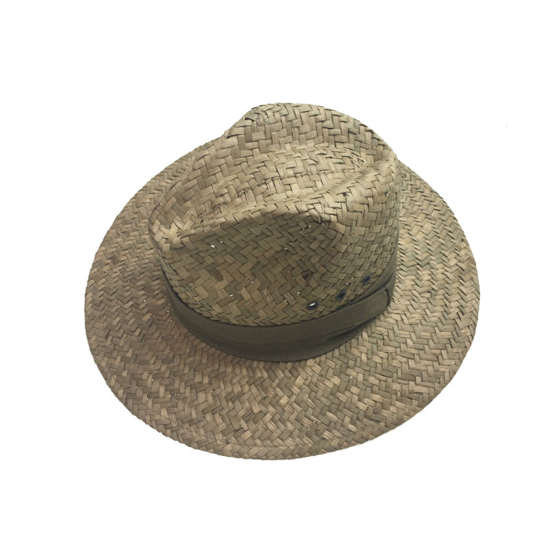 Load image into Gallery viewer, Natural BROAD WEAVE SEAGRASS SAFARI STRAW PANAMA HAT FEDORA Sun Summer Cap 2096-1