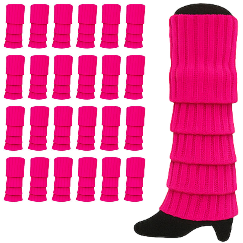 Load image into Gallery viewer, 24x Womens Leg Warmers Disco Winter Knit Dance Party Crochet Legging Socks Costume - Hot Pink-2