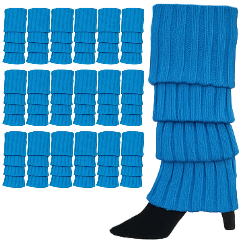 Load image into Gallery viewer, 24x Womens Leg Warmers Disco Winter Knit Dance Party Crochet Legging Socks Costume - Topaz Blue-0
