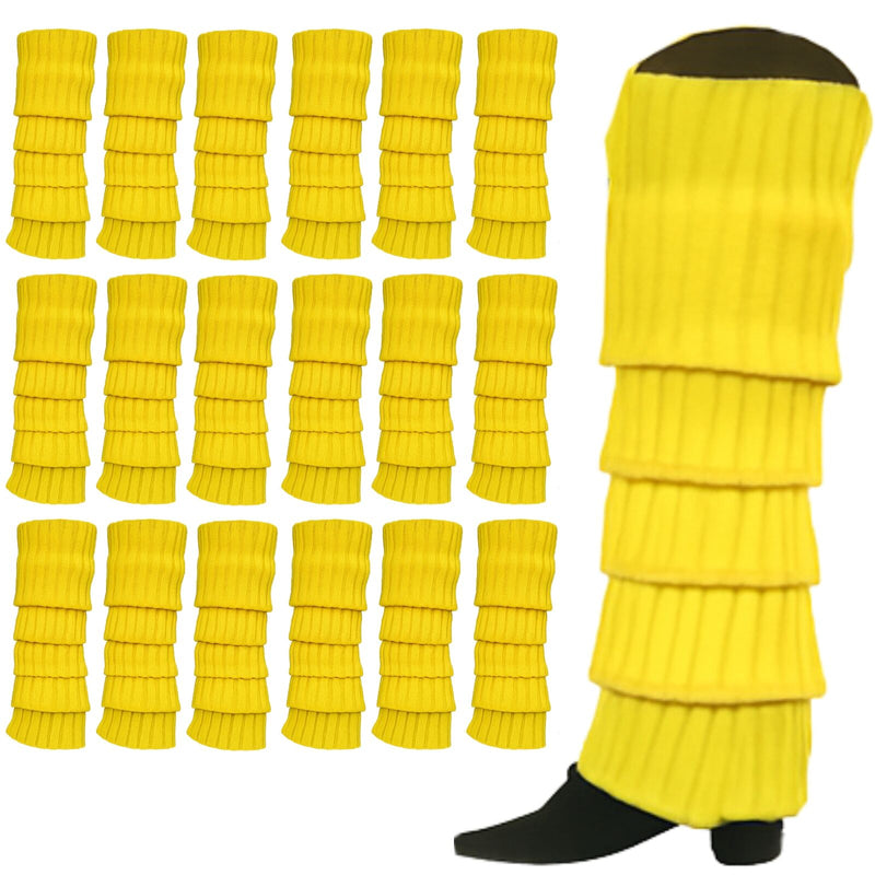Load image into Gallery viewer, 24x Womens Leg Warmers Disco Winter Knit Dance Party Crochet Legging Socks Costume - Yellow-0