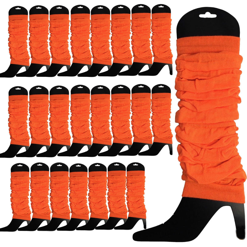 Load image into Gallery viewer, 24 LEG WARMERS Knitted Womens Neon Party Knit Ankle Fluro Dance Costume 80s BULK - Fluro Orange-0