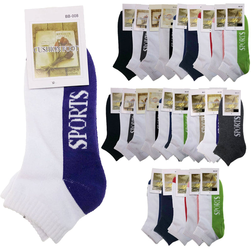 Load image into Gallery viewer, 24x COTTON ANKLE SOCKS Sport Cushion Foot Low Cut Running - Assorted Colours Bulk-7