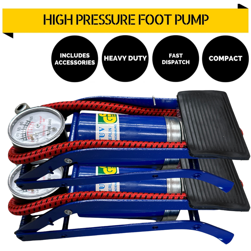 Load image into Gallery viewer, 2x HIGH PRESSURE FOOT PUMP Ball Bicycle Motorbike Car Tire Inflator Tyre Air-1