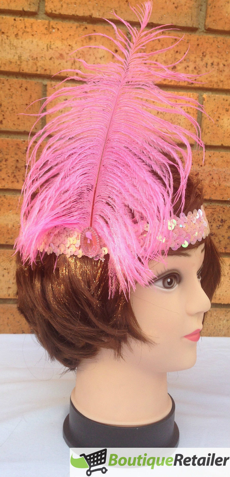 Load image into Gallery viewer, 6x 1920s FLAPPER HEADBAND Headpiece Feather Sequin Charleston Costume Party BULK - Light Pink-3