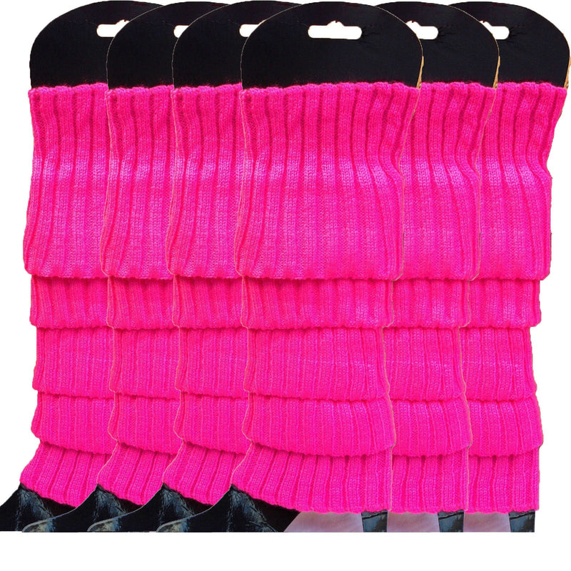 Load image into Gallery viewer, 6x Womens Leg Warmers Disco Winter Knit Dance Party Crochet Legging Socks Costume - Hot Pink-1