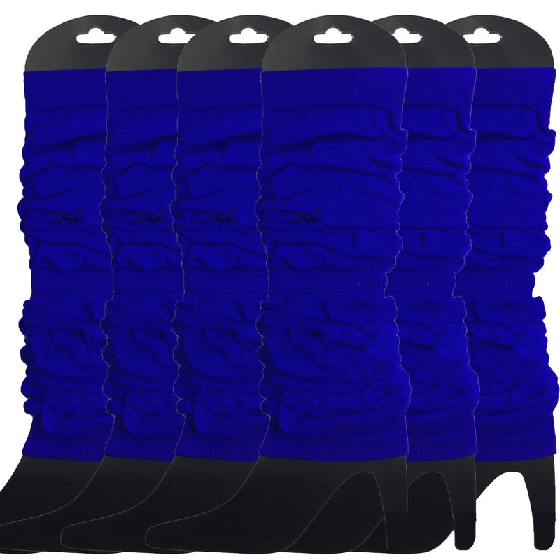 Load image into Gallery viewer, 6x LEG WARMERS Knitted Womens Neon Party Knit Ankle Fluro Dance Costume 80s BULK - Royal Blue-1