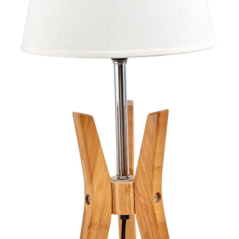 Load image into Gallery viewer, Bamboo Tripod Table Lamp Desk Modern Rustic Geo Light w Linen Shade-2