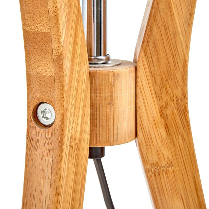 Load image into Gallery viewer, Bamboo Tripod Table Lamp Desk Modern Rustic Geo Light w Linen Shade-3