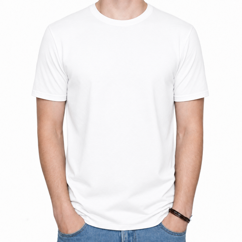 Load image into Gallery viewer, Mens COTTON STRETCH T-SHIRT Tee Top Plain Blank Adults Slim Skinny Fitted - White-1