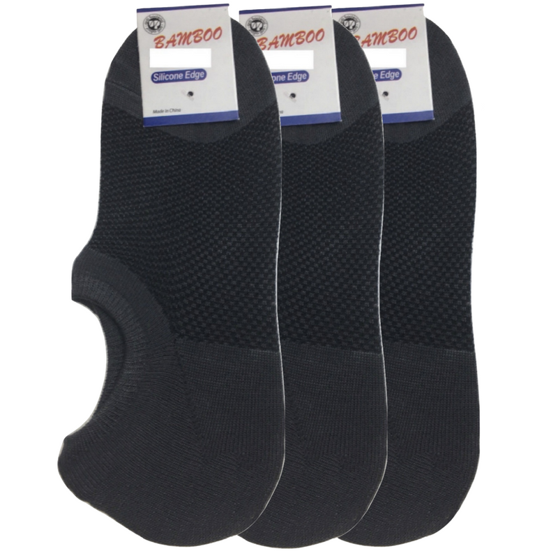 Load image into Gallery viewer, 3x Pairs No Show Bamboo Socks Non-Slip Heel Grip Low Cut Invisible Footlet New - Charcoal-0