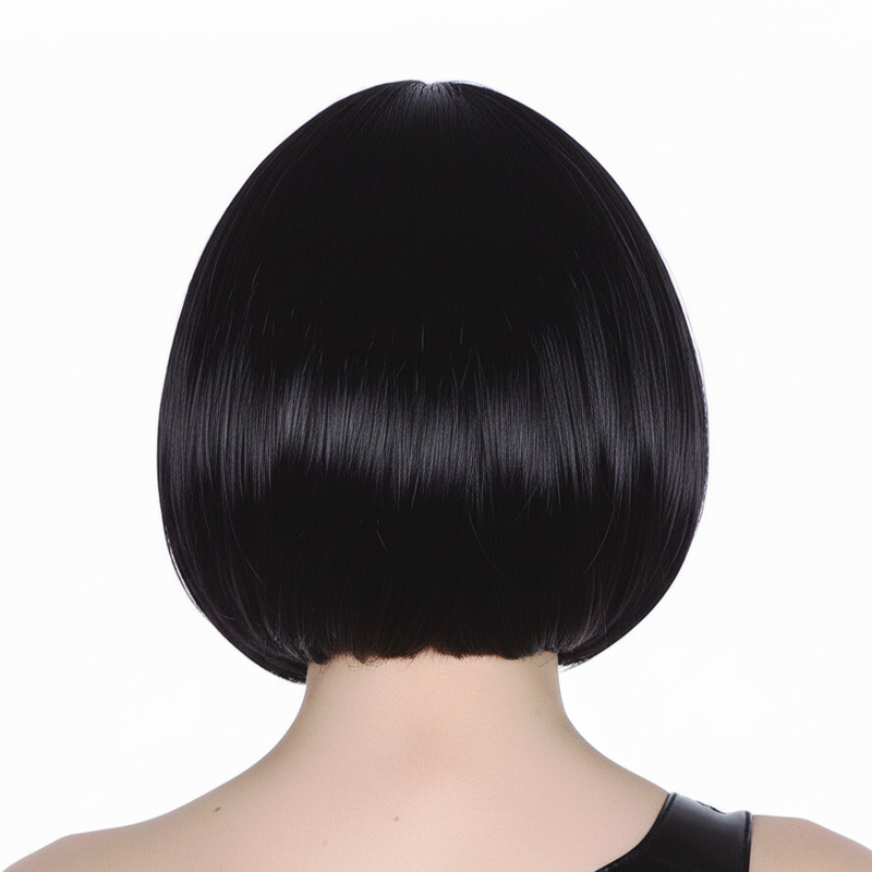 Load image into Gallery viewer, Bob Wig Costume Short Straight Fringe Cosplay Party Womens Hair - Black-2