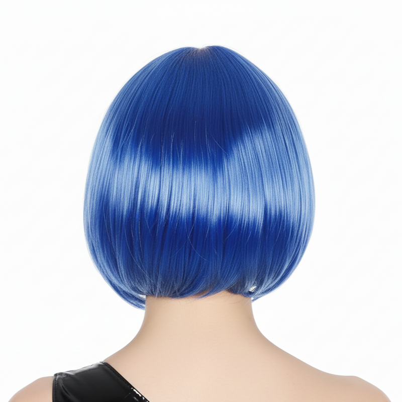 Load image into Gallery viewer, Bob Wig Costume Short Straight Fringe Cosplay Party Full Hair Womens Fancy Dress - Blue-2