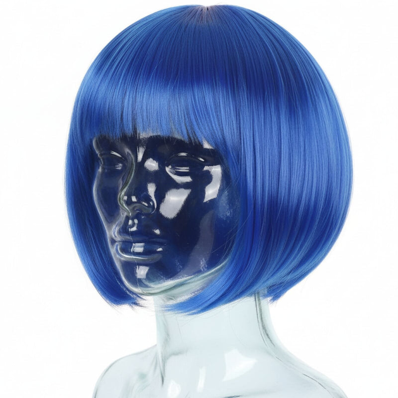 Load image into Gallery viewer, Bob Wig Costume Short Straight Fringe Cosplay Party Full Hair Womens Fancy Dress - Blue-0