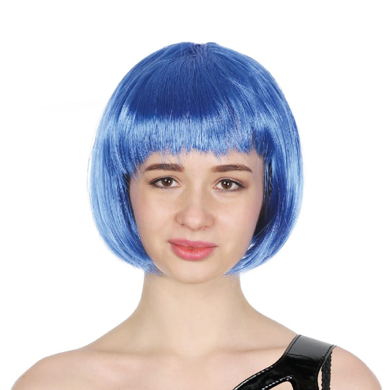 Load image into Gallery viewer, Bob Wig Costume Short Straight Fringe Cosplay Party Full Hair Womens Fancy Dress - Blue-1