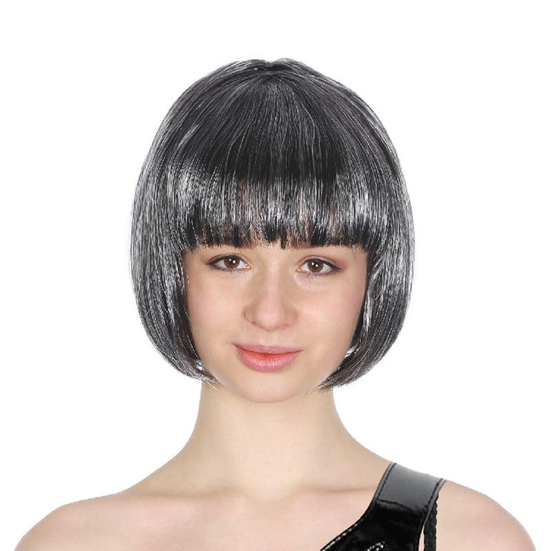 Load image into Gallery viewer, Bob Wig Costume Short Straight Fringe Cosplay Party Full Hair Womens Fancy Dress - Grey-1