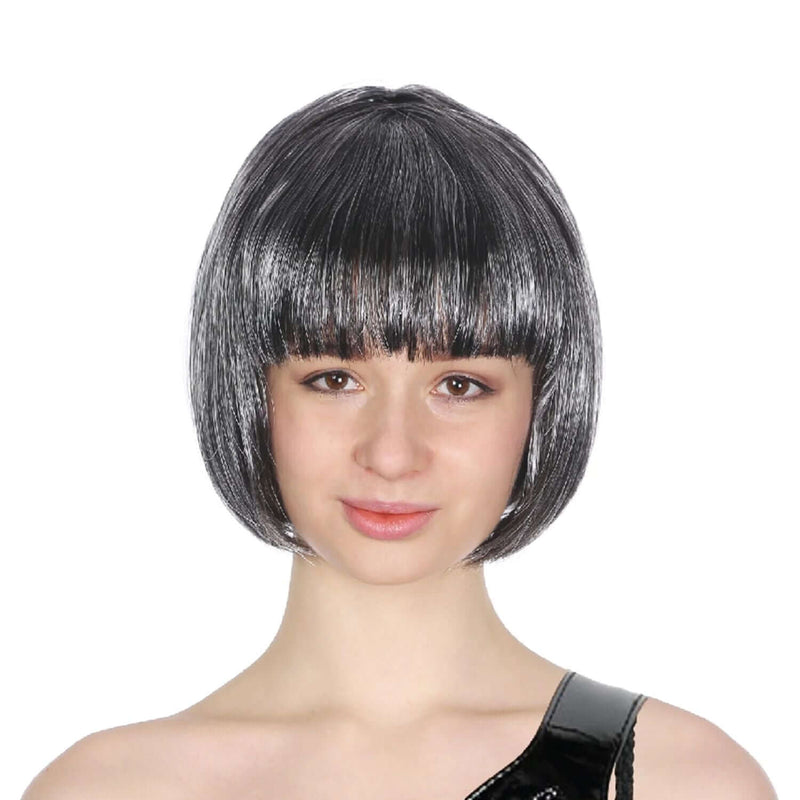 Load image into Gallery viewer, Bob Wig Costume Short Straight Fringe Cosplay Party Full Hair Womens Fancy Dress - Grey-1