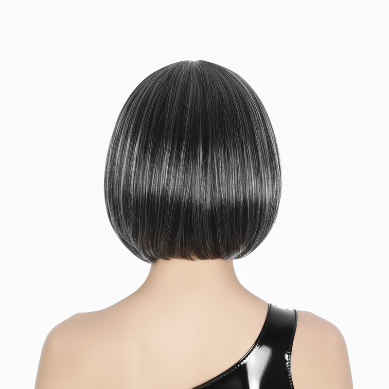 Load image into Gallery viewer, Bob Wig Costume Short Straight Fringe Cosplay Party Full Hair Womens Fancy Dress - Grey-2