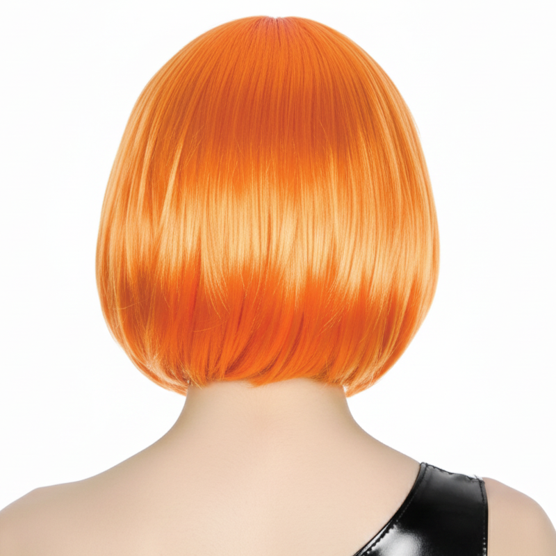 Load image into Gallery viewer, Bob Wig Costume Short Straight Fringe Cosplay Party Full Hair Womens Fancy Dress - Orange-2