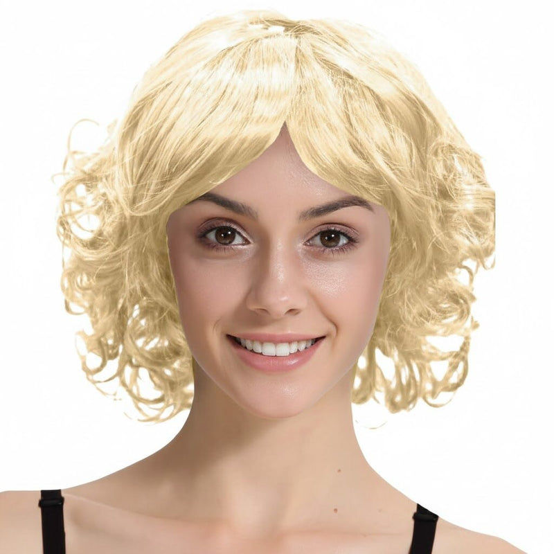 Load image into Gallery viewer, CURLY BOB WIG Hair Party Costume Halloween Fancy Dress Up 60s 70s - Blonde-0