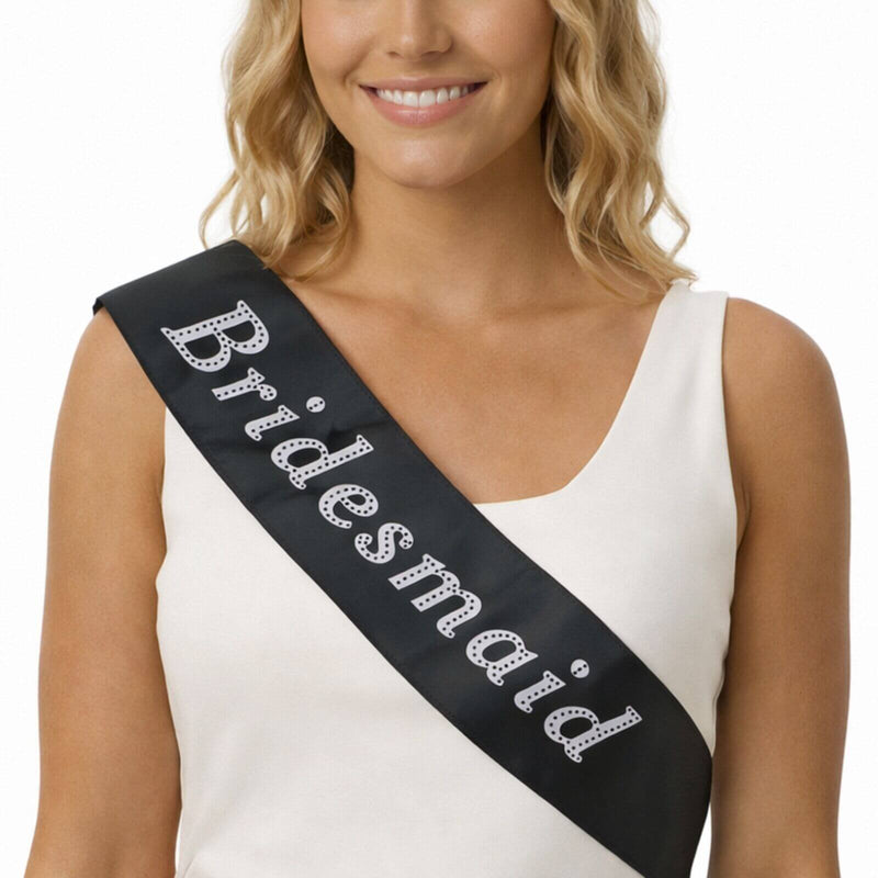 Load image into Gallery viewer, Hens Night Satin Sash Bridal Party Girls Wedding Bridesmaid Accessory - Black-1