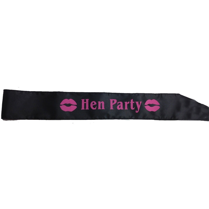 Load image into Gallery viewer, Hens Night Satin Sash Bridal Party Wedding Hen Party - Black w/ Pink Writing-3