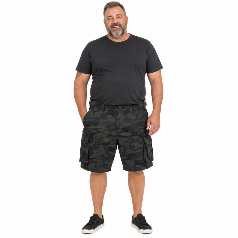 Load image into Gallery viewer, Deluxe PLUS SIZE CARGO SHORTS Heavy Duty Big Sizes 100% COTTON Drill Summer - Camo-2