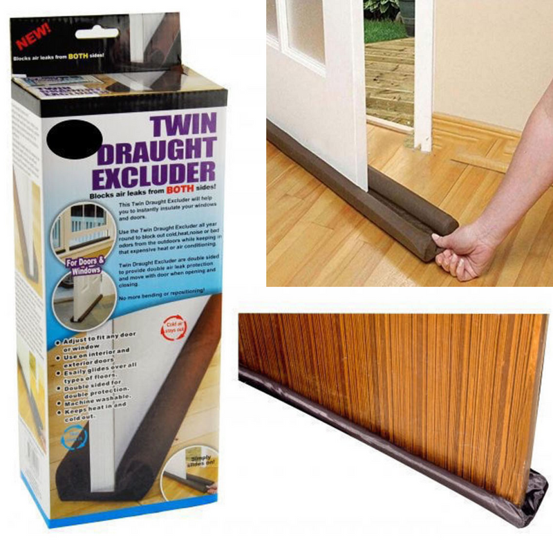 Load image into Gallery viewer, 1x Twin DRAFT STOPPER Double Sided Snake Air Wind Door Guard Cover Weather Seal-0