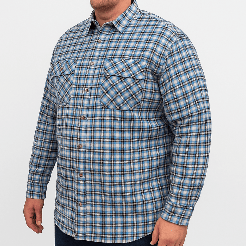 Load image into Gallery viewer, Mens Plus Size Flannelette Long Sleeve Shirt 100% Cotton Flannel Big & Tall - Blue (Size 5XL)-0