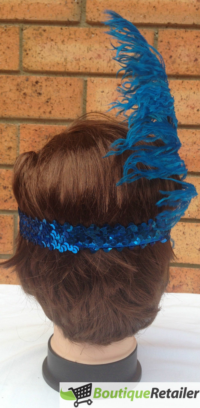 Load image into Gallery viewer, 1920s FLAPPER HEADBAND Headpiece Feather Sequin Charleston Costume Gatsby Dance - Blue-4