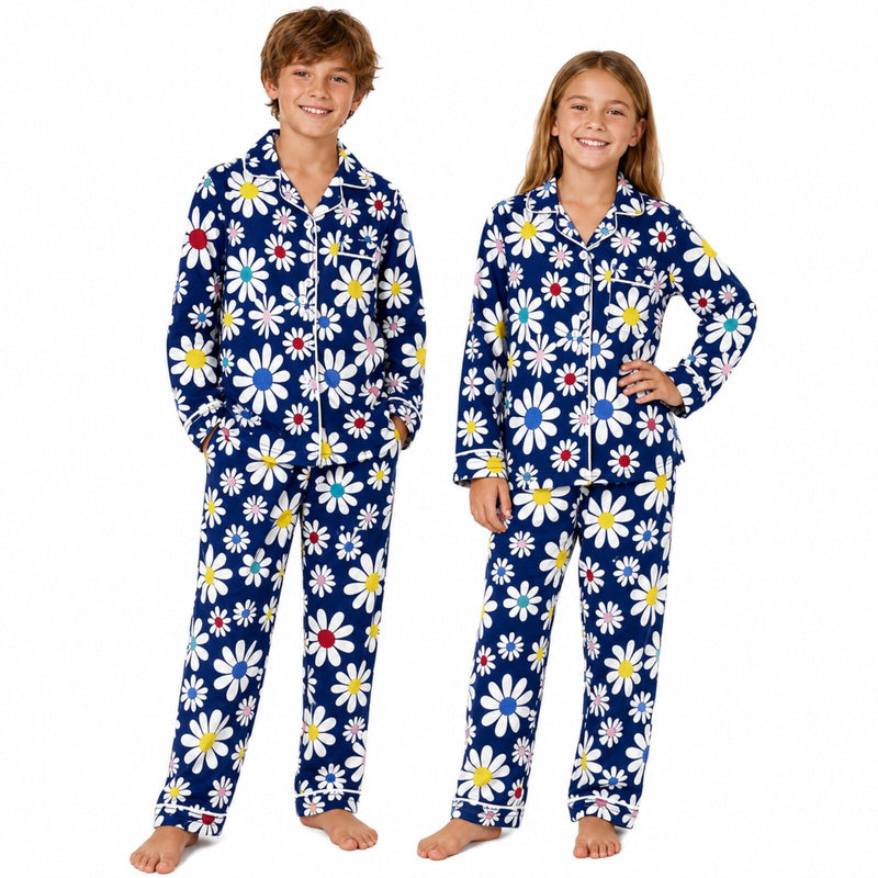 Load image into Gallery viewer, Kids Flannelette Pyjamas 100% Cotton Winter PJ Set - Daisy Brights-0