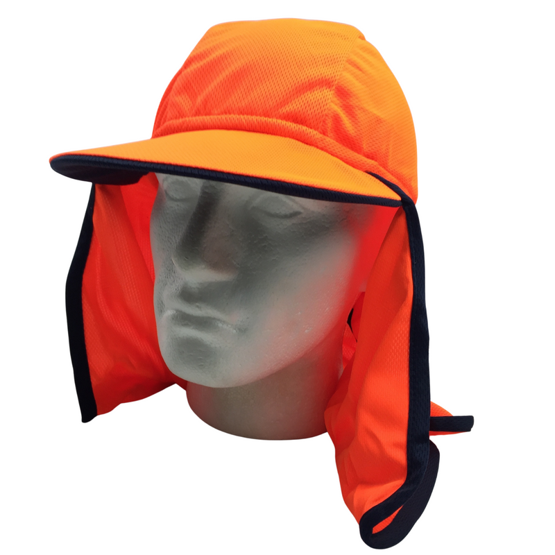 Load image into Gallery viewer, Hi Vis Legionnaire Hat Cap Sun Protection Workwear Legionnaires Fluro One Size - Fluro Orange-4