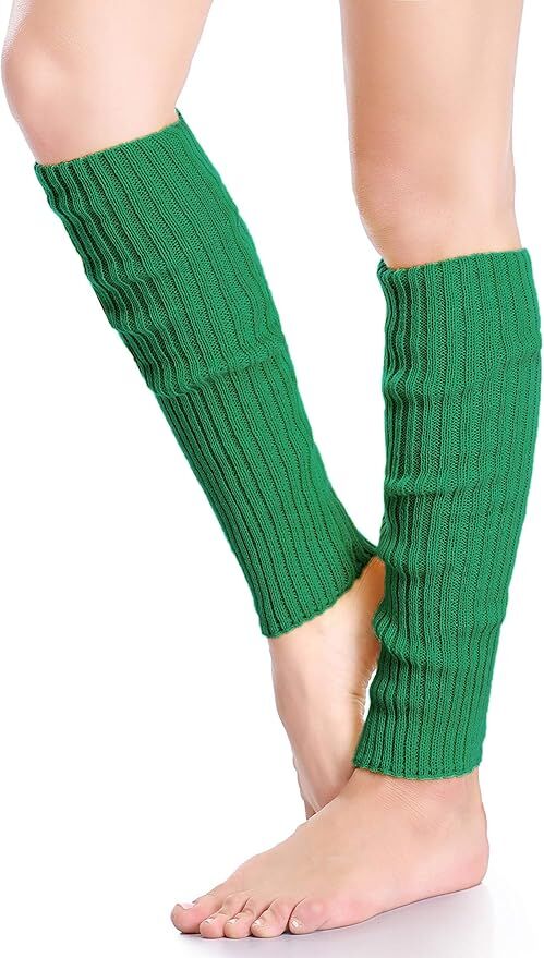Load image into Gallery viewer, Pair of Womens Leg Warmers Disco Winter Knit Dance Party Crochet Legging Socks Costume - Green-2