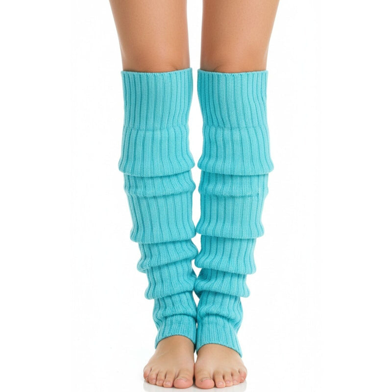 Load image into Gallery viewer, Pair of Womens Leg Warmers Disco Winter Knit Dance Party Crochet Legging Socks Costume - Sky Blue-2