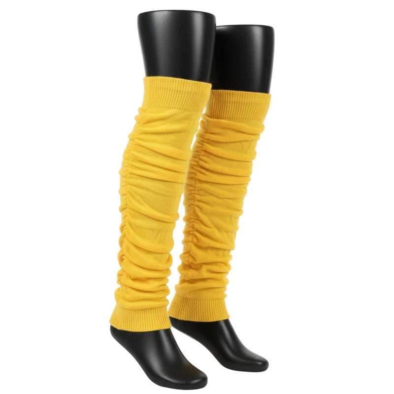 Load image into Gallery viewer, LEG WARMERS Knitted Womens Neon Party Knit Ankle Fluro Dance Costume 80s Pair - Yellow-1