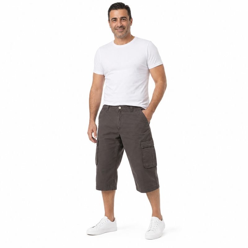 Load image into Gallery viewer, Mens 3/4 CARGO SHORTS Long Pants 100% COTTON Army Military Combat Summer - Brown-4