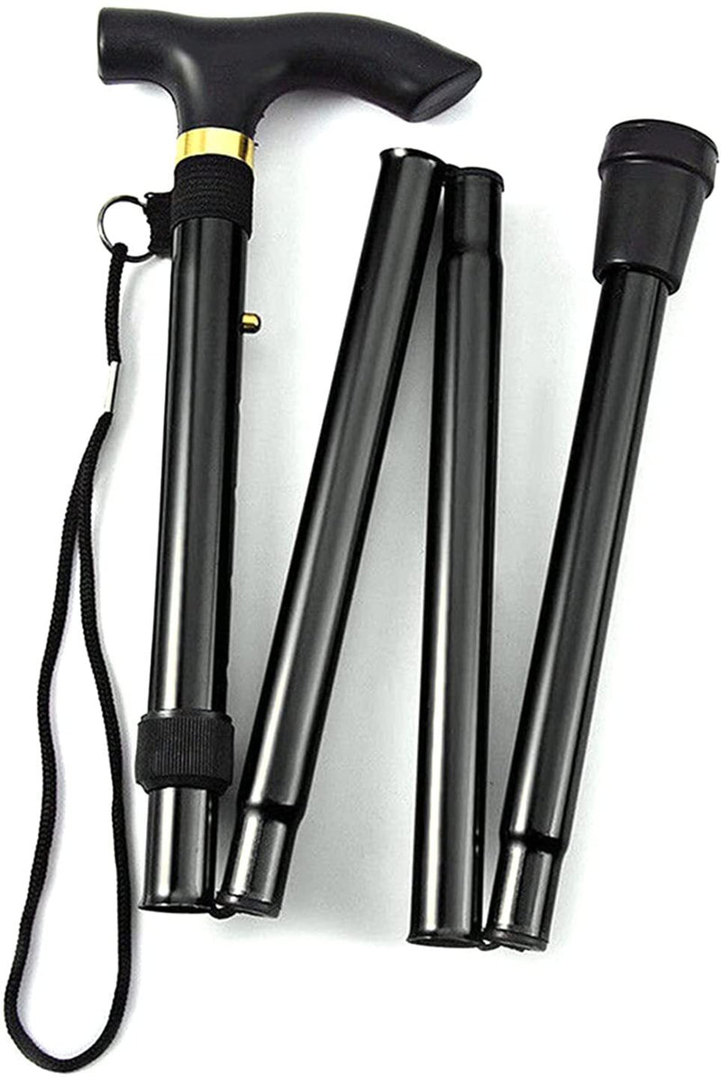 Load image into Gallery viewer, Adjustable Metal WALKING STICK Travel Cane Folding Pole Compact Retractable Hike - Black-1