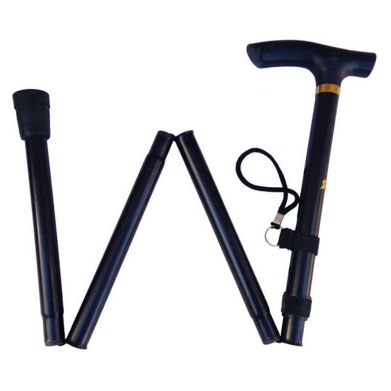 Load image into Gallery viewer, Adjustable Metal WALKING STICK Travel Cane Folding Pole Compact Retractable Hike - Black-2