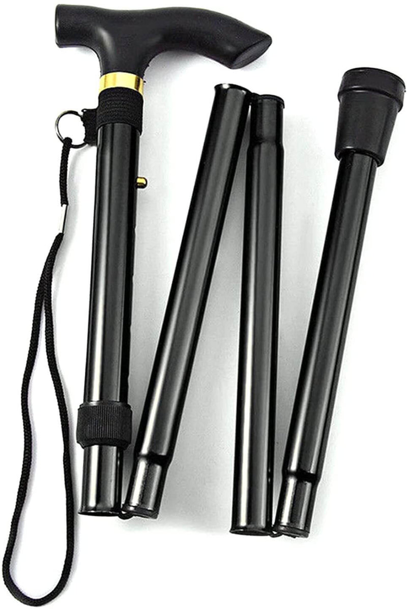 Load image into Gallery viewer, Adjustable Metal WALKING STICK Travel Cane Folding Pole Compact Retractable Hike - Black-0