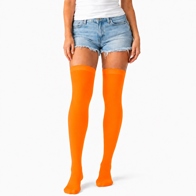 Load image into Gallery viewer, Over Knee Stay Up Stockings Hosiery Party Costume Socks - Fluro Orange-1