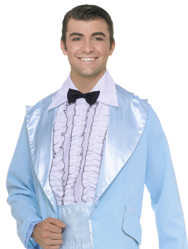 Load image into Gallery viewer, WHITE RUFFLED SHIRT FRONT Retro Prom 80s Bow Tie Fancy Party Mens Prop-3