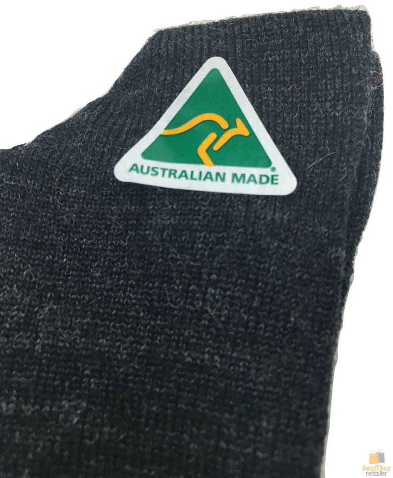 Load image into Gallery viewer, AUSTRALIAN MADE Wool Loose Top Socks Wide Top Comfort High Quality Tough Toe - Charcoal - 6-10-2