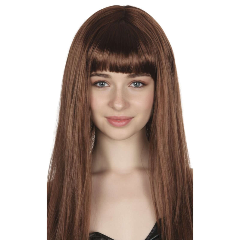 Load image into Gallery viewer, LONG WIG Straight Party Hair Costume Fringe Cosplay Fancy Dress 70cm Womens - Brown (22465)-1