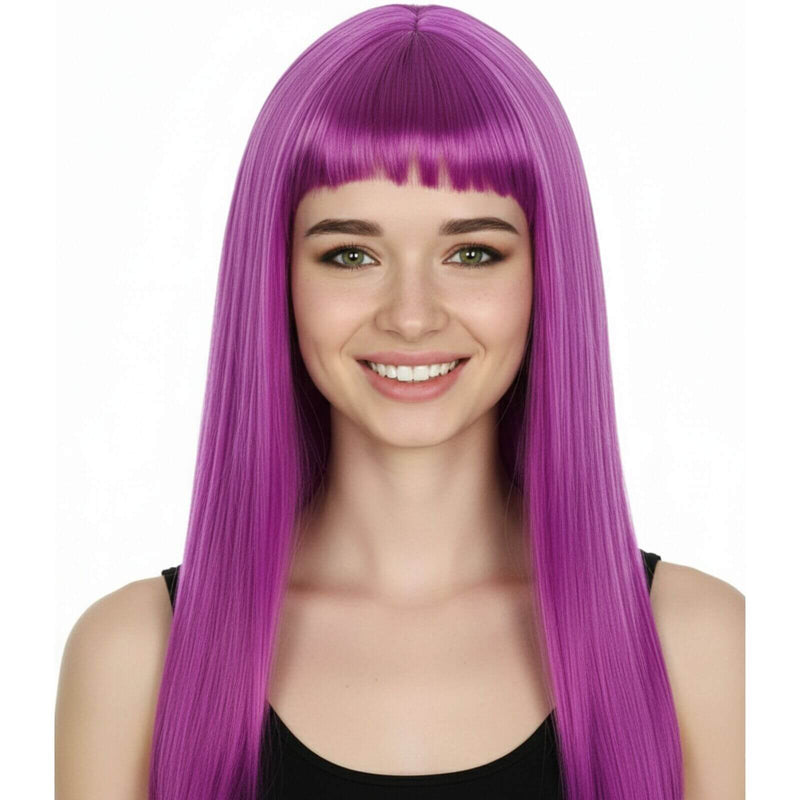 Load image into Gallery viewer, LONG WIG Straight Party Hair Costume Fringe Cosplay Fancy Dress 70cm Womens - Fuchsia (22455)-0