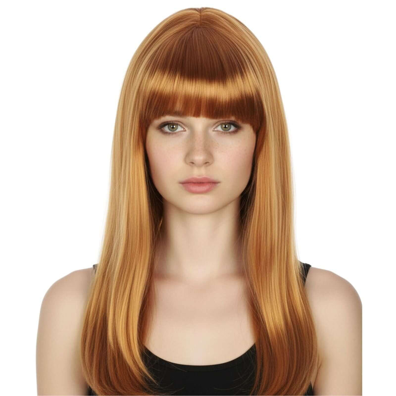 Load image into Gallery viewer, LONG WIG Straight Party Hair Costume Fringe Cosplay Fancy Dress 70cm Womens - Golden Brown (22463)-0