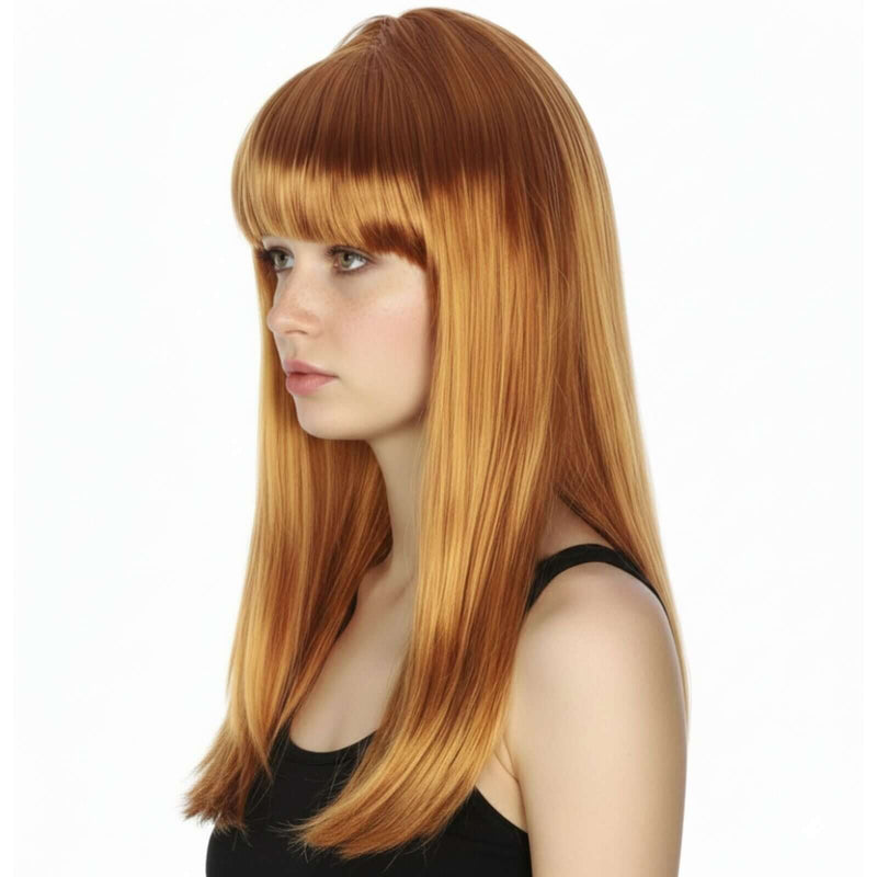 Load image into Gallery viewer, LONG WIG Straight Party Hair Costume Fringe Cosplay Fancy Dress 70cm Womens - Golden Brown (22463)-2