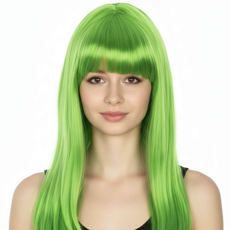 Load image into Gallery viewer, LONG WIG Straight Party Hair Costume Fringe Cosplay Fancy Dress 70cm Womens - Green (22460)-1