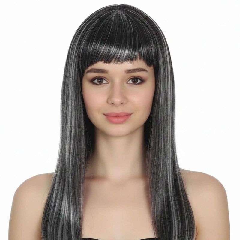 Load image into Gallery viewer, LONG WIG Straight Party Hair Costume Fringe Cosplay Fancy Dress 70cm Womens - Grey (22467)-0