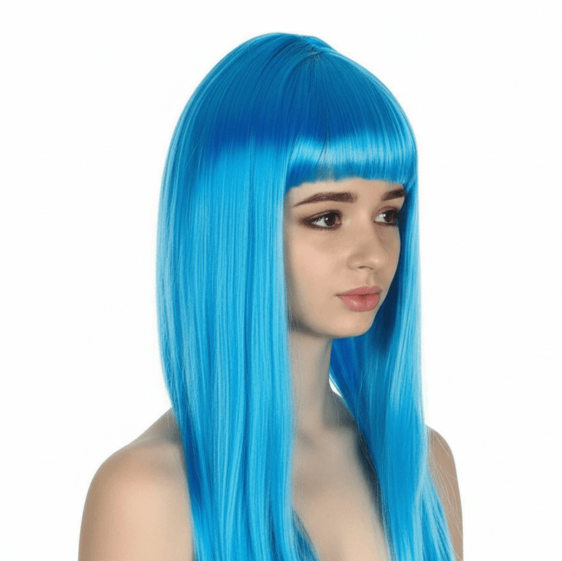 Load image into Gallery viewer, LONG WIG Straight Party Hair Costume Fringe Cosplay Fancy Dress 70cm Womens - Light Blue (22459)-2