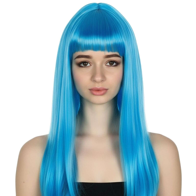 Load image into Gallery viewer, LONG WIG Straight Party Hair Costume Fringe Cosplay Fancy Dress 70cm Womens - Light Blue (22459)-1